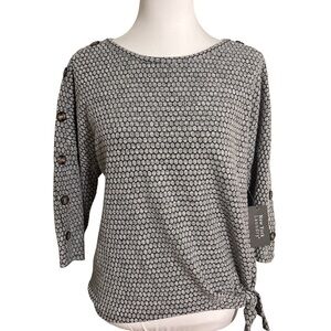 New York Laundry Gray Oversized Button-Detail Blouse